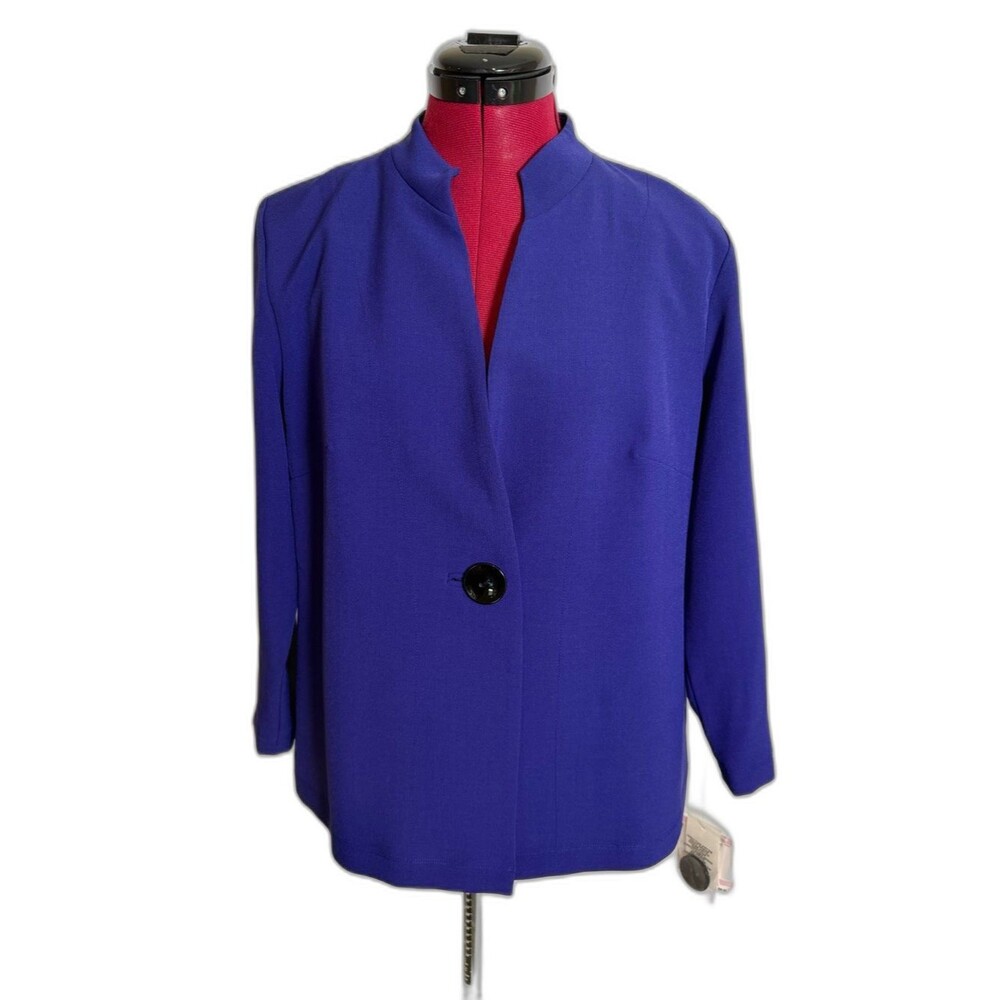 NWT Kasper Blazer Women's Size 6 Purple Single-Button Collarless 3/4 Sleeve